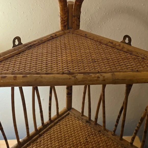 Natural Brown Woven Corner Wall Shelf - Picture 4 of 7